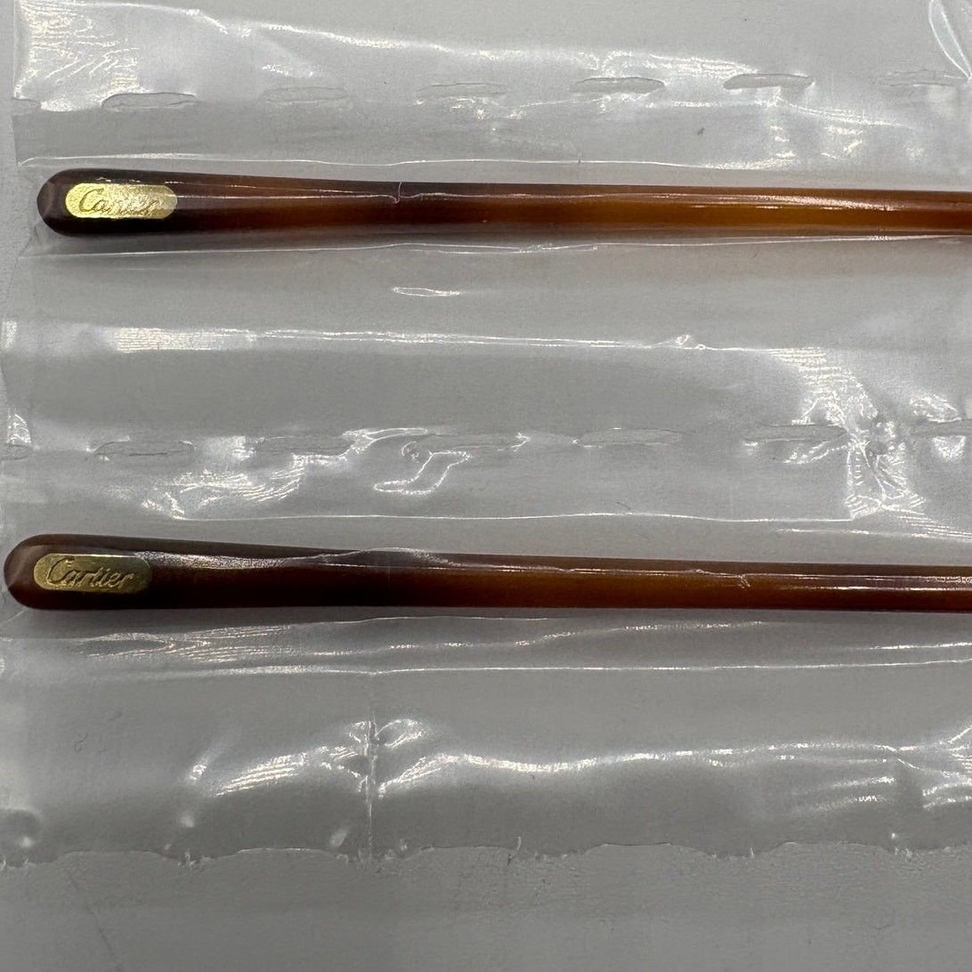 CARTIER Blonde Tortoise Gold Inlay Temple Tips 70mm OEM Replacements 1x SET NEW