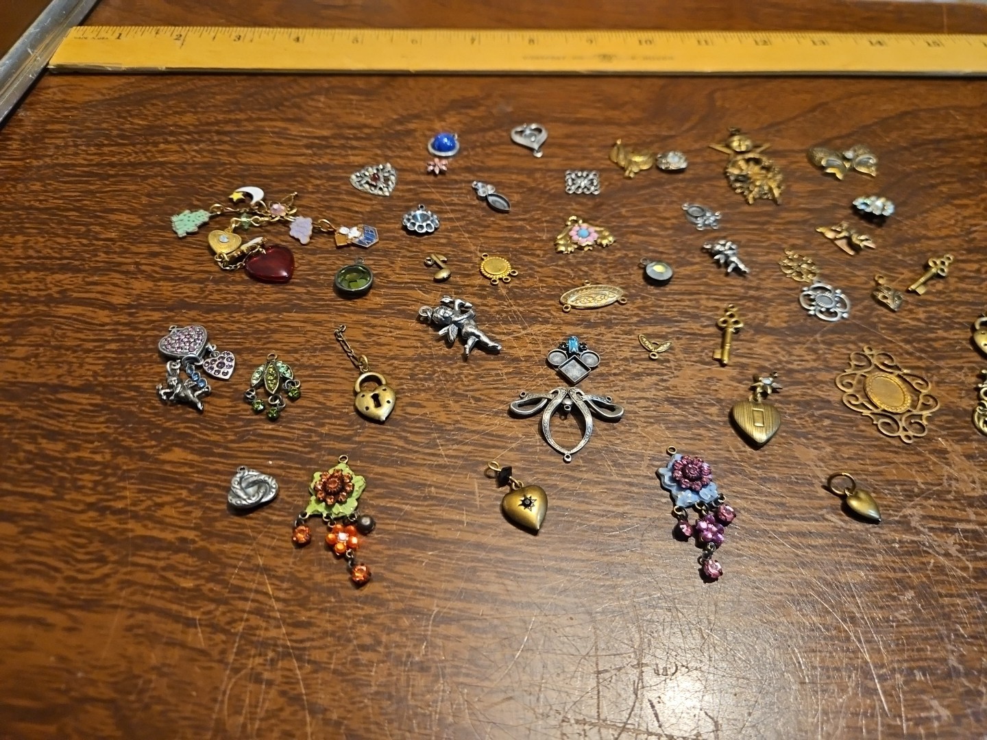 Lot Of 50 Mixed Parts Pcs France Vintage 60s Brass Stampings Findings Jewelry 26