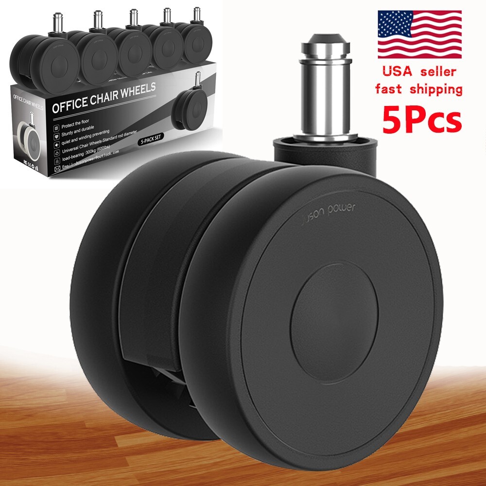 5PCS Office Chair 2.5" Casters Heavy Duty Rubber Swivel Wheels Replacement