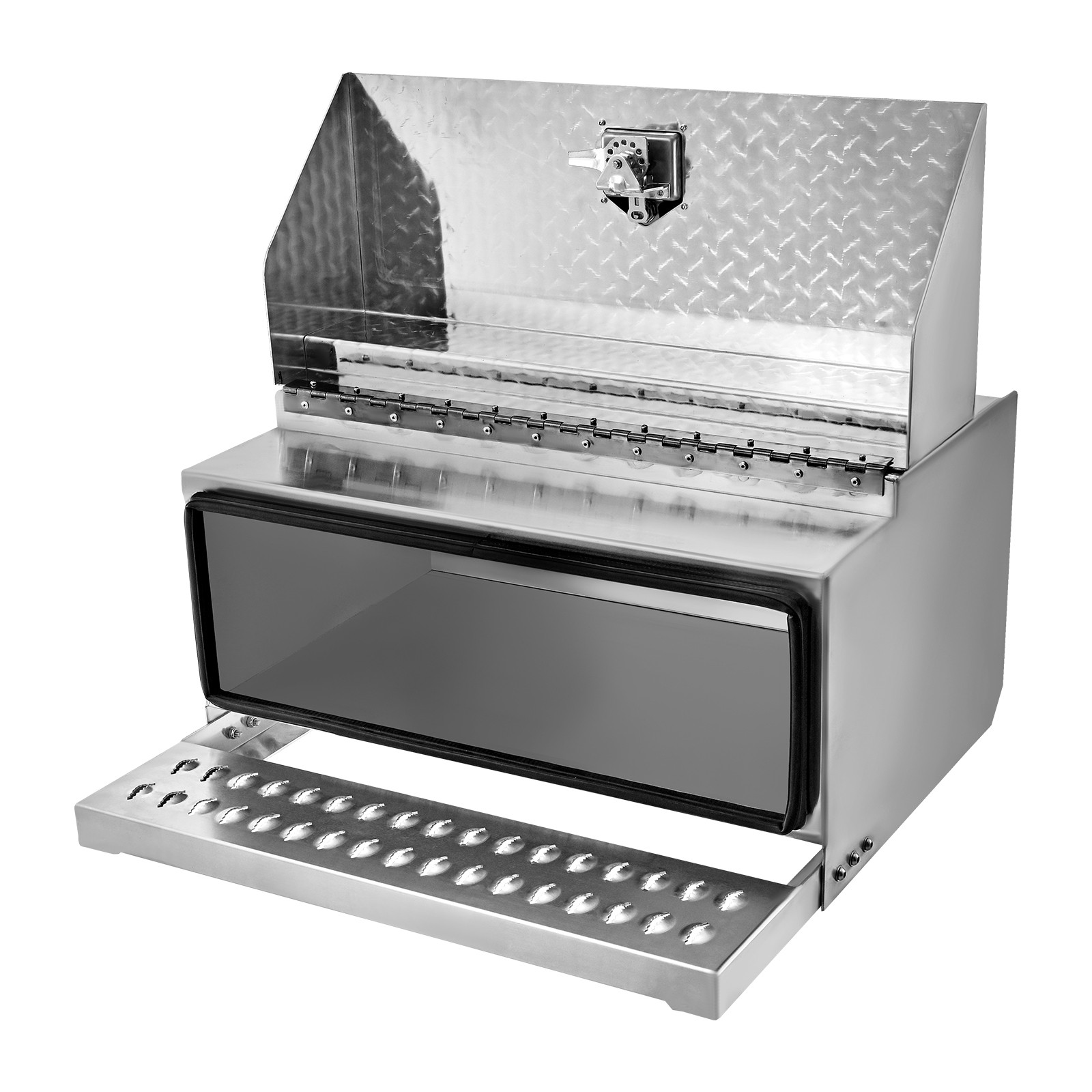 Uimoso Semi-Truck Aluminum Step Tool Box 30" x 29.5" x 15.8" for Heavy-Duty Use