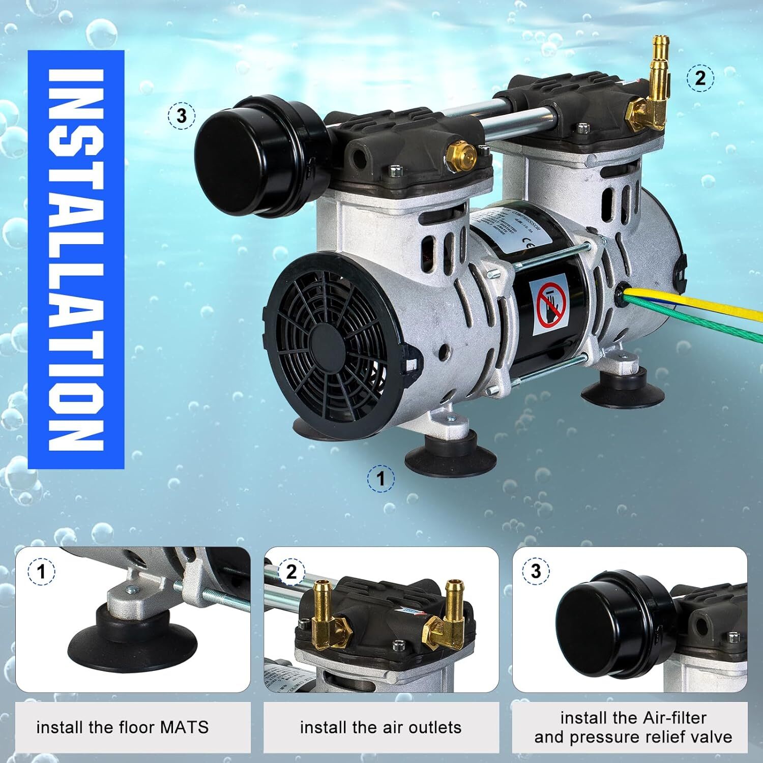 5.76CFM Solar Pond Aerator 300W Pond & Lake Aerator 2pcs 24Ah Lithium Battery