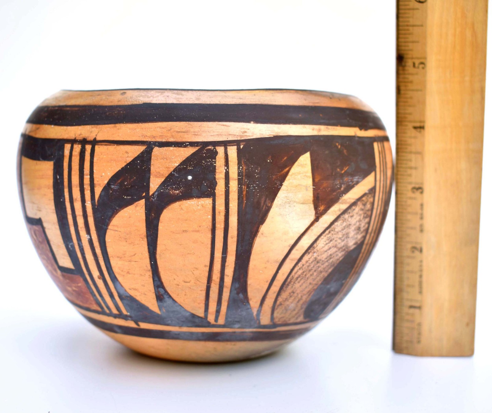 20th C Antique Hopi Sikyatki Revival - Yellow Ware Pot - Polychrome Olla Bowl