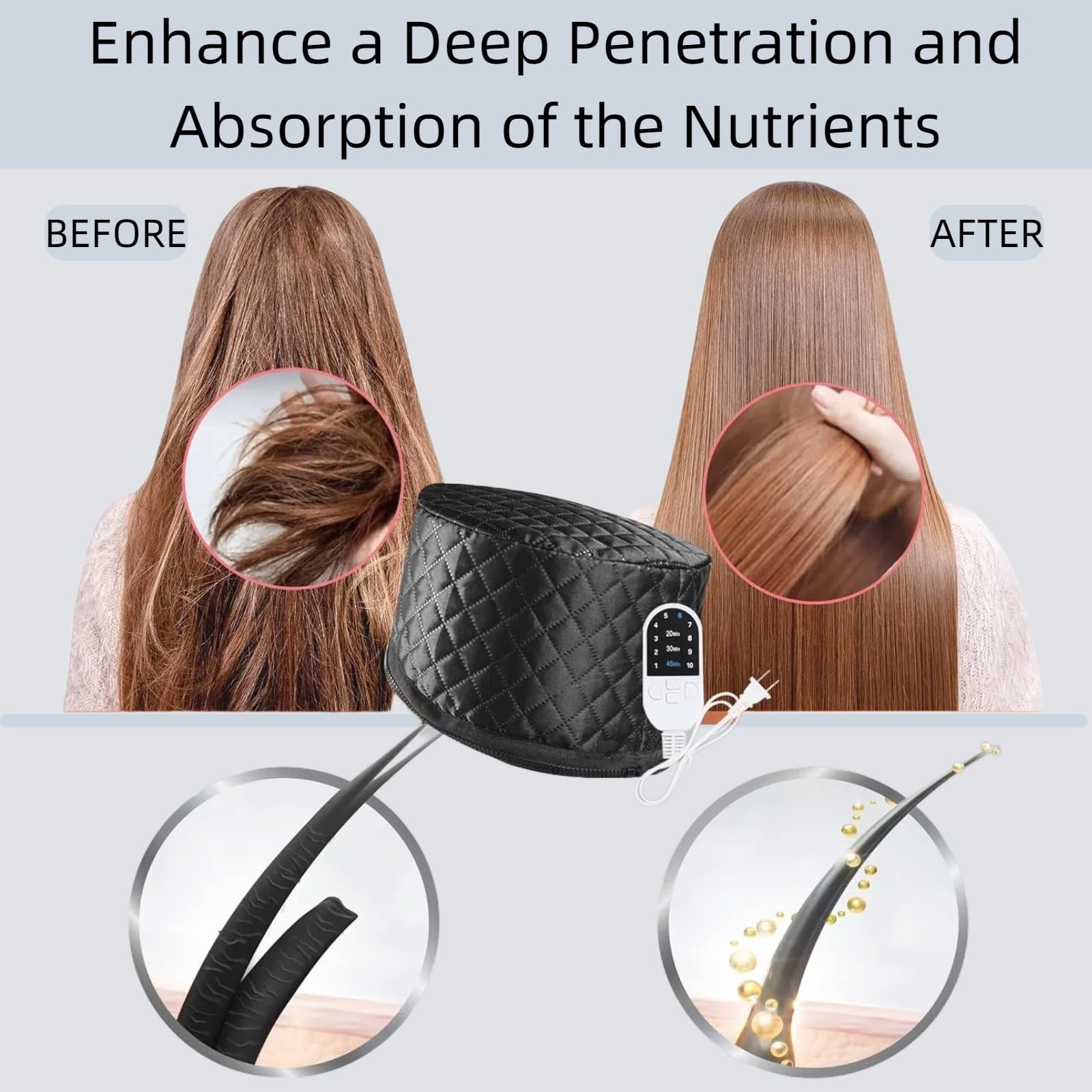 Hair Steamer for Natural Hair (Home Use) - 10-Speed Temperature Control, Fast...