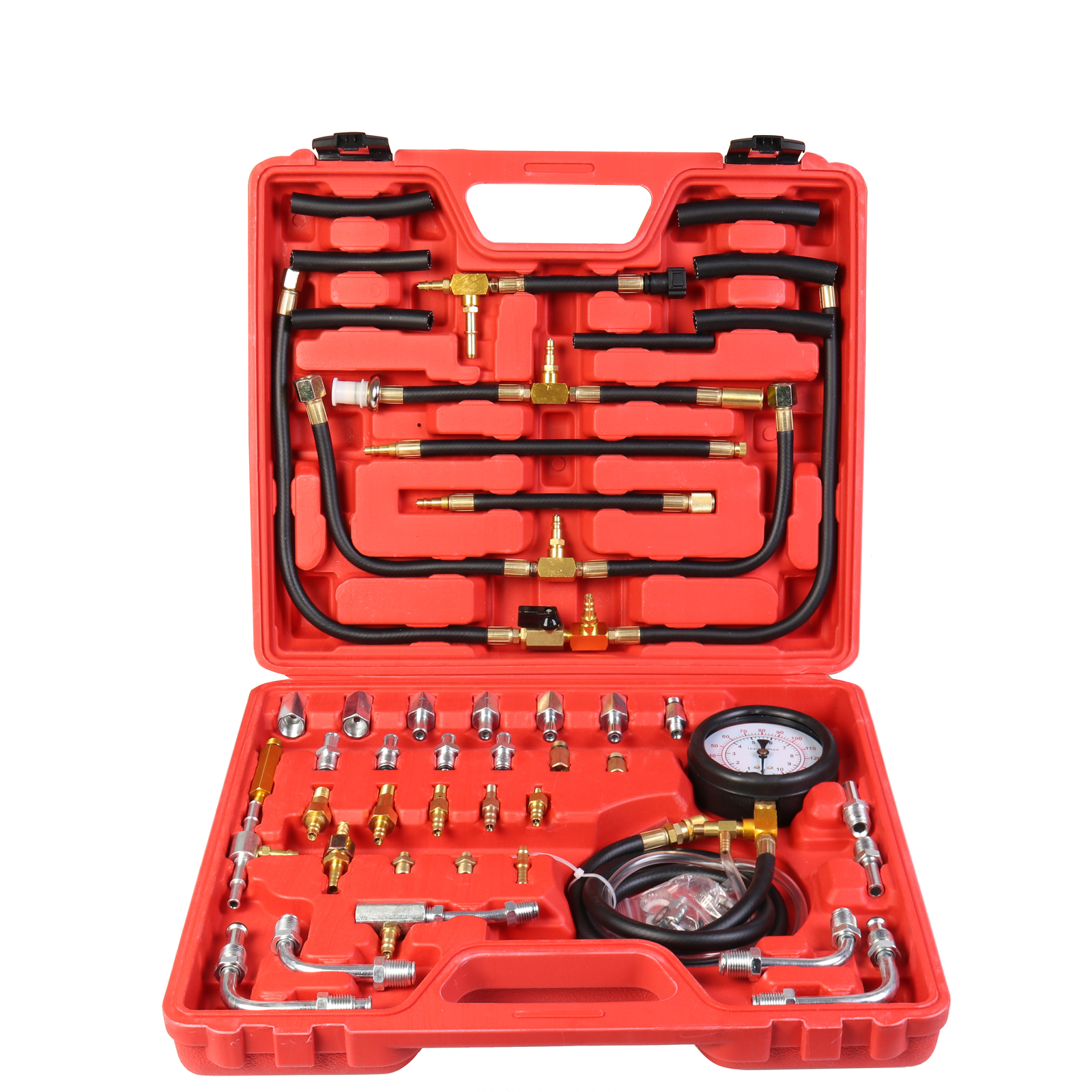 Fuel Injection Pressure Tester Gauge w/ Dual Gauge Readings Kit 0~140psi 0~10bar