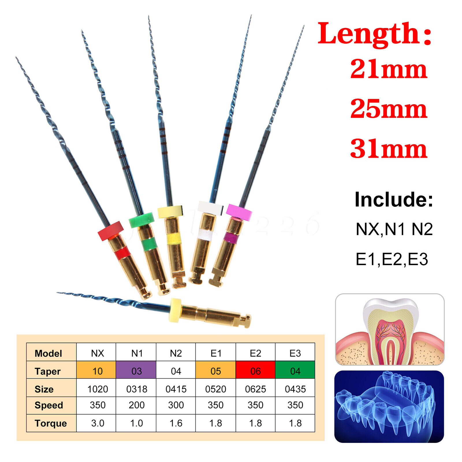 6Pcs SANDENT Dental Endo Files Root Canal Endodontic NITI Rotary File 21/25/31MM