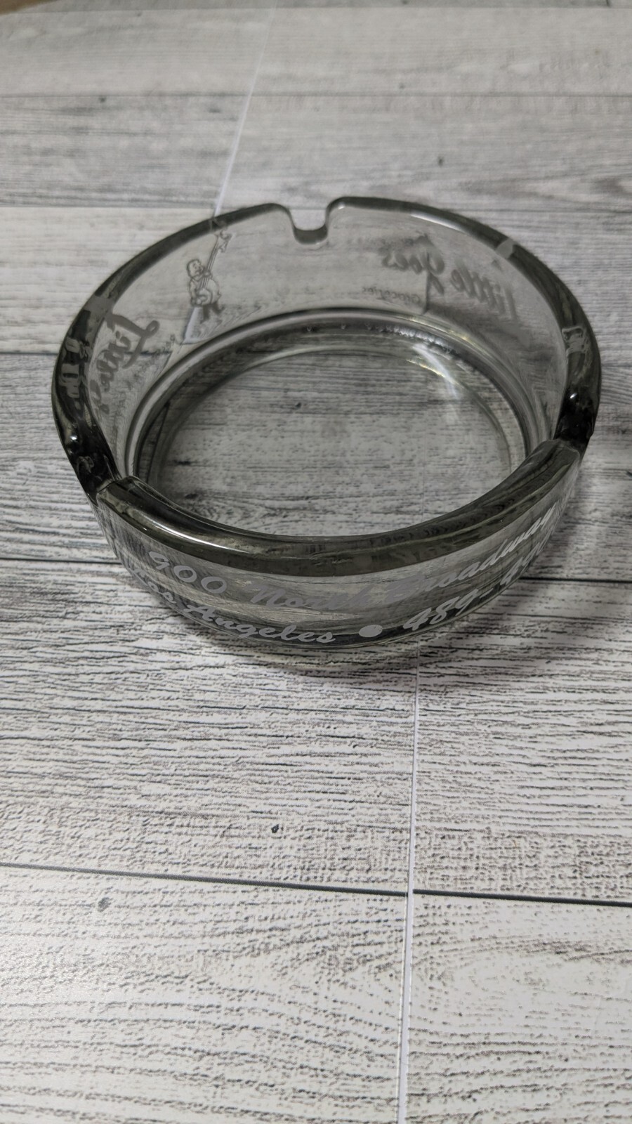 Vintage Little Joe’s Restaurant Round Glass Ashtray Gray Tone Los Angeles