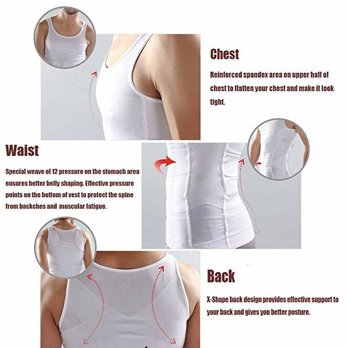 CGTFY Gynecomastia Compression Tank Top Men Athletic Tummy Control Shapewear US
