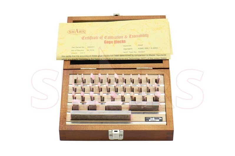 Grade AS-0 .050 to 4.000" 36 PCS Rectangular Gage Block Set NIST Cert M}