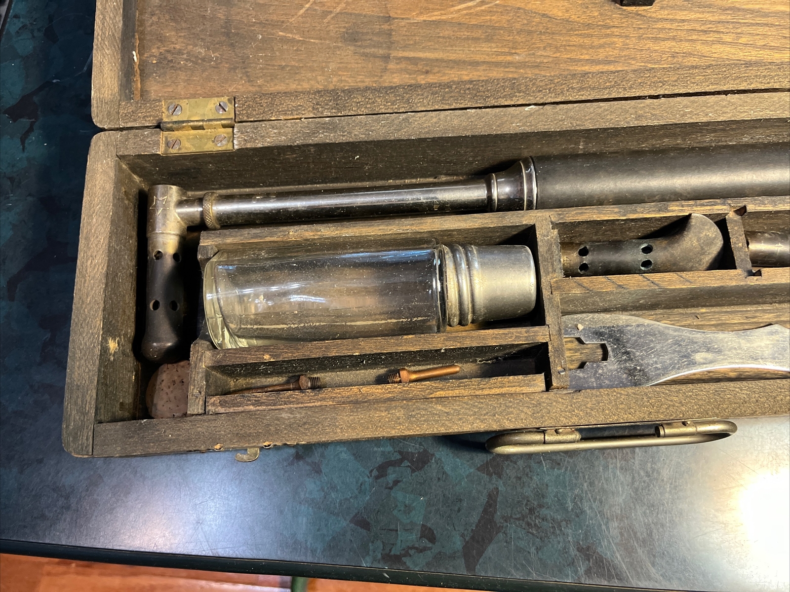 Antique 1800’s Physicians Haussmann & Dunn Surgical Instruments Wood Box 17” X 5