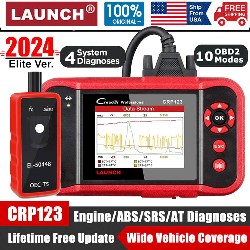 Check Engine OBD2 Scanner Transmission ABS SRS Code Reader Car Diagnostic Tool