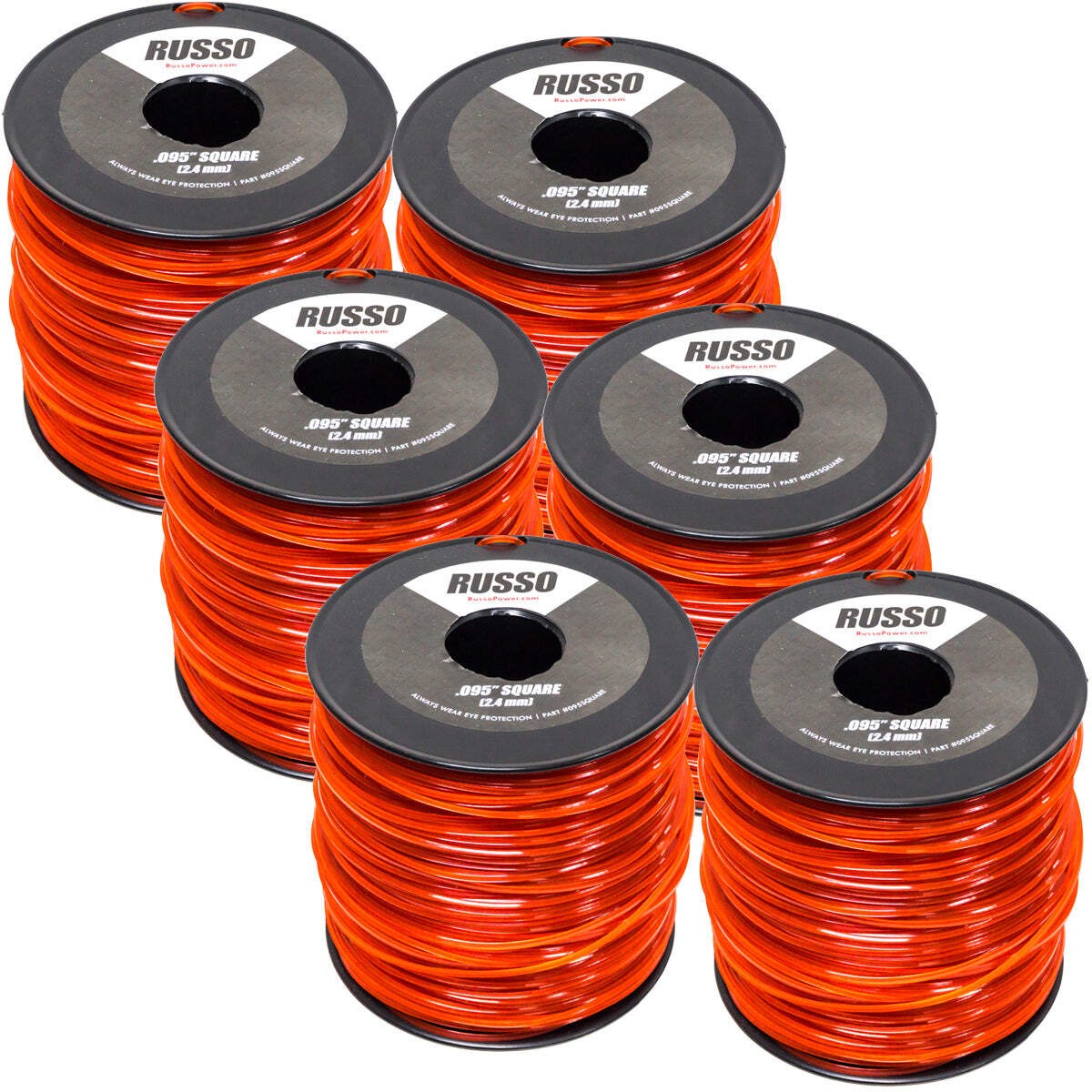6PK 5lb .095 Square Red Commercial String Trimmer Line For Echo Stihl Redmax