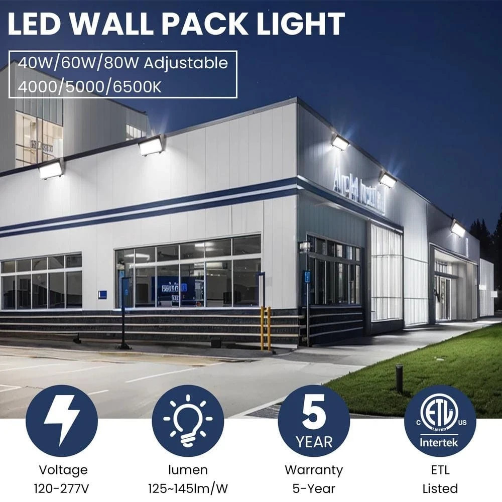 40/60/80- Watt 10000 Lumen Integrated LED Bronze Dusk to Dawn Wall Pack Light,