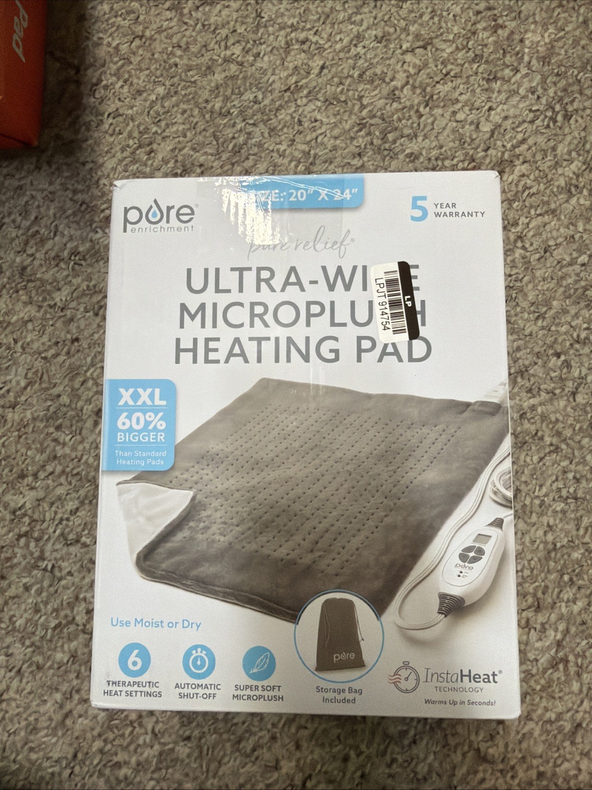 PureRelief XXL Electric Heating Pad by Pure Enrichment - Gray