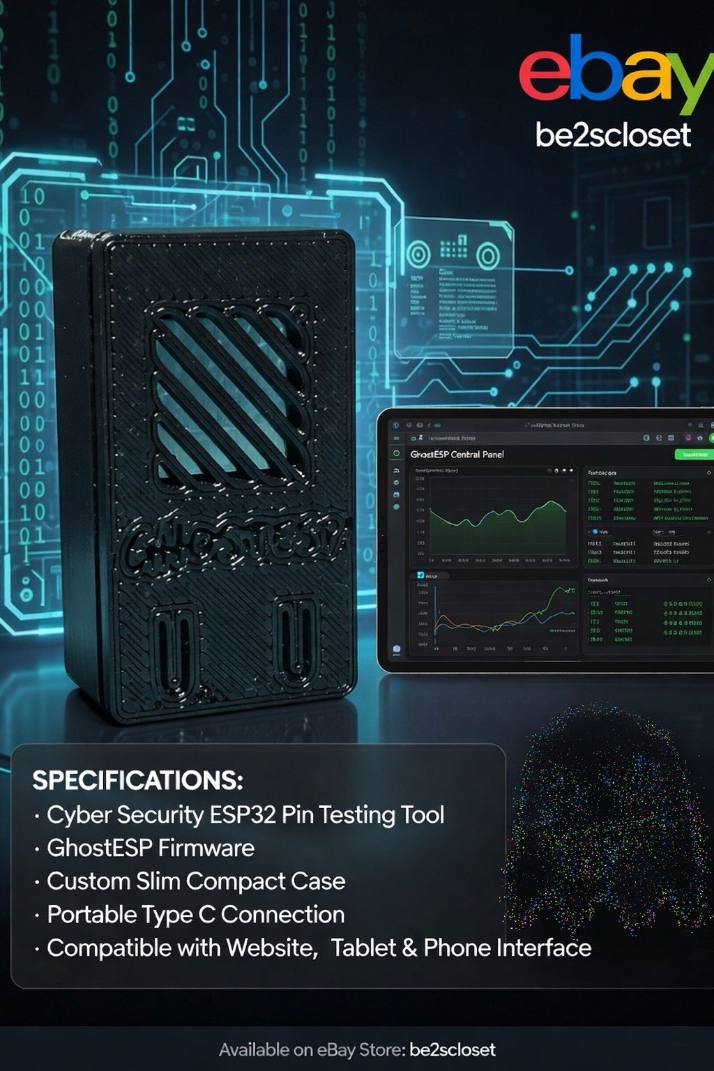 GhostESP Wireless Pentesting Tool - ESP32 Bluetooth & Wi-Fi Slim/Compact🔓✅