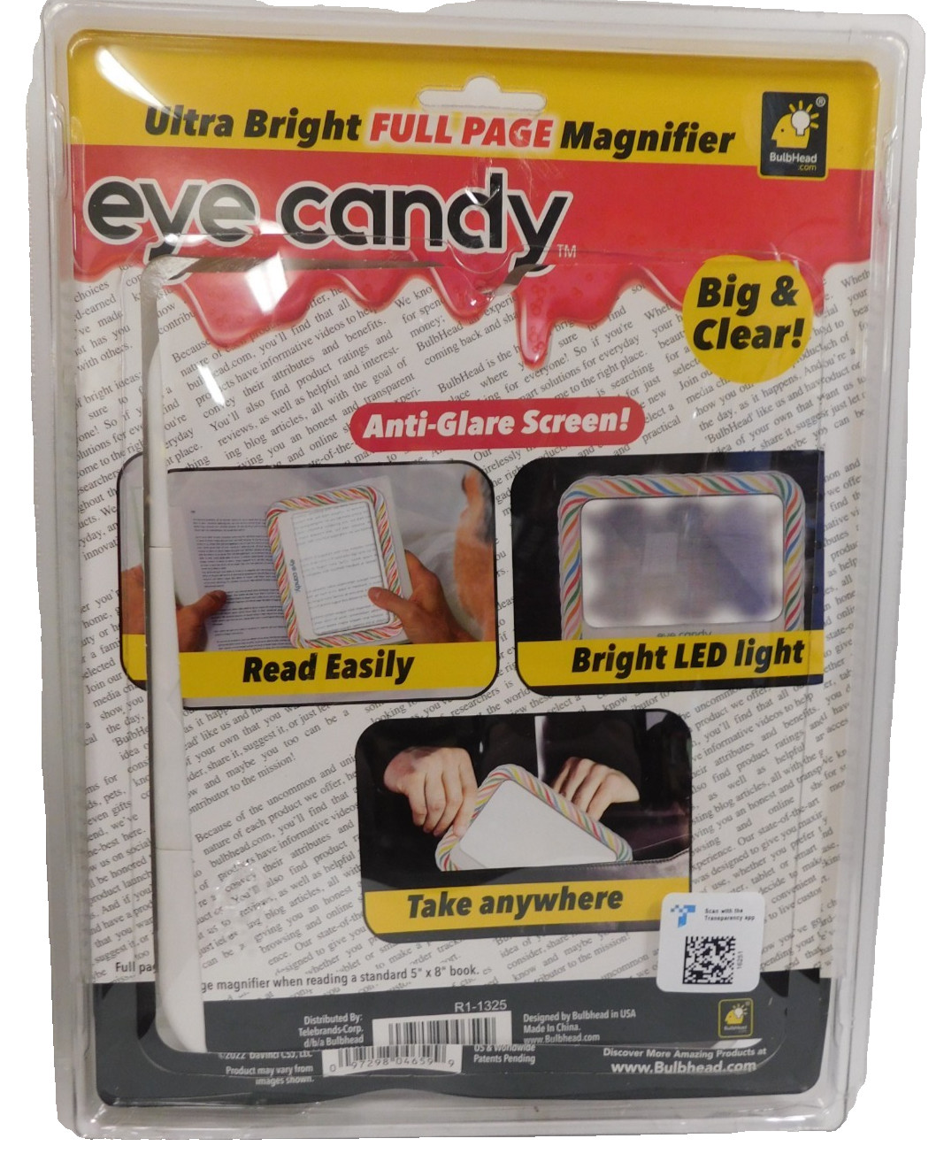 Eye Candy Ultra-Bright Full-Page Magnifier, As Seen On TV, Magnifies Up to 3X