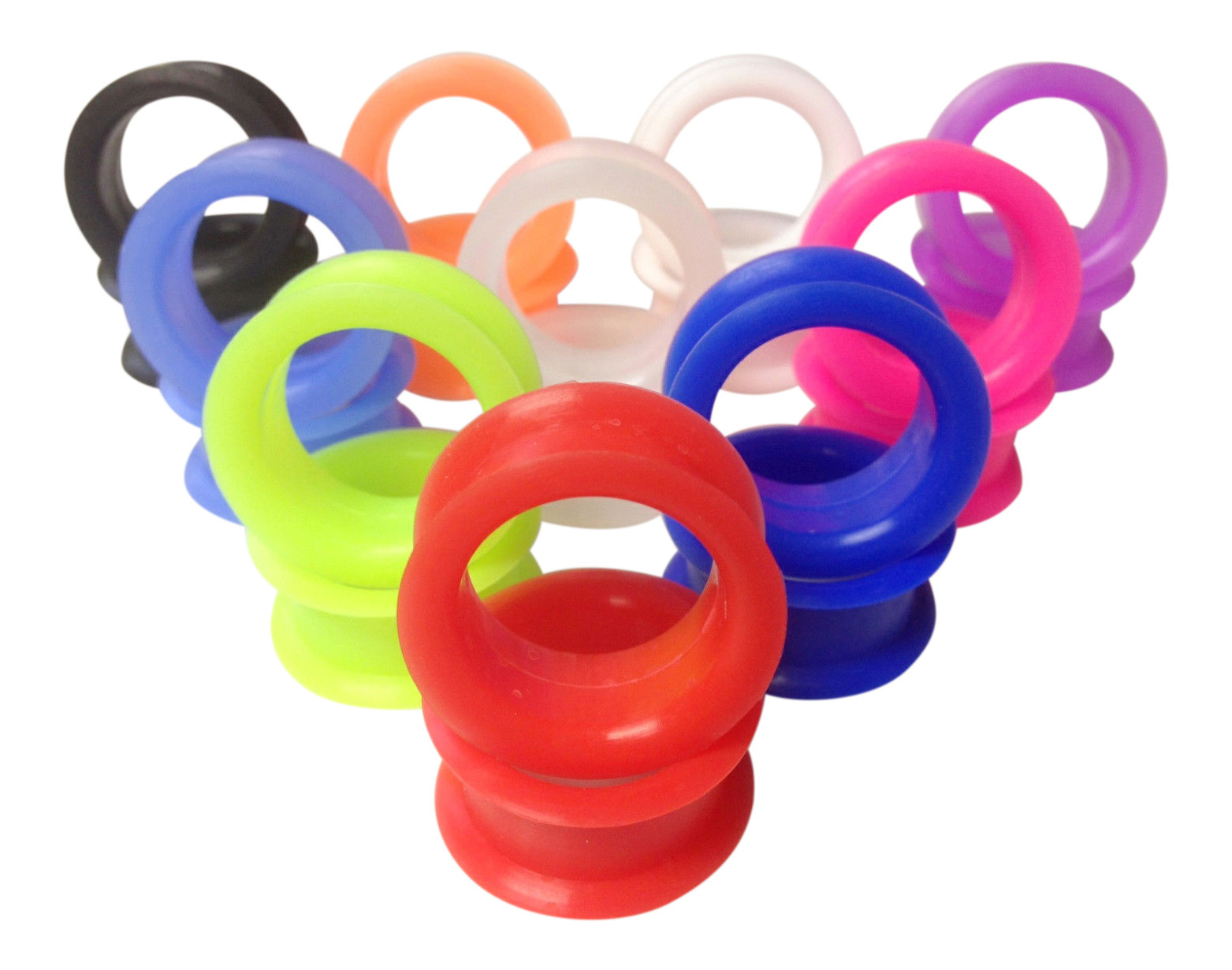 PAIR Soft Silicone Ear Tunnels Plugs - choose from 10 colors up to size 50mm!