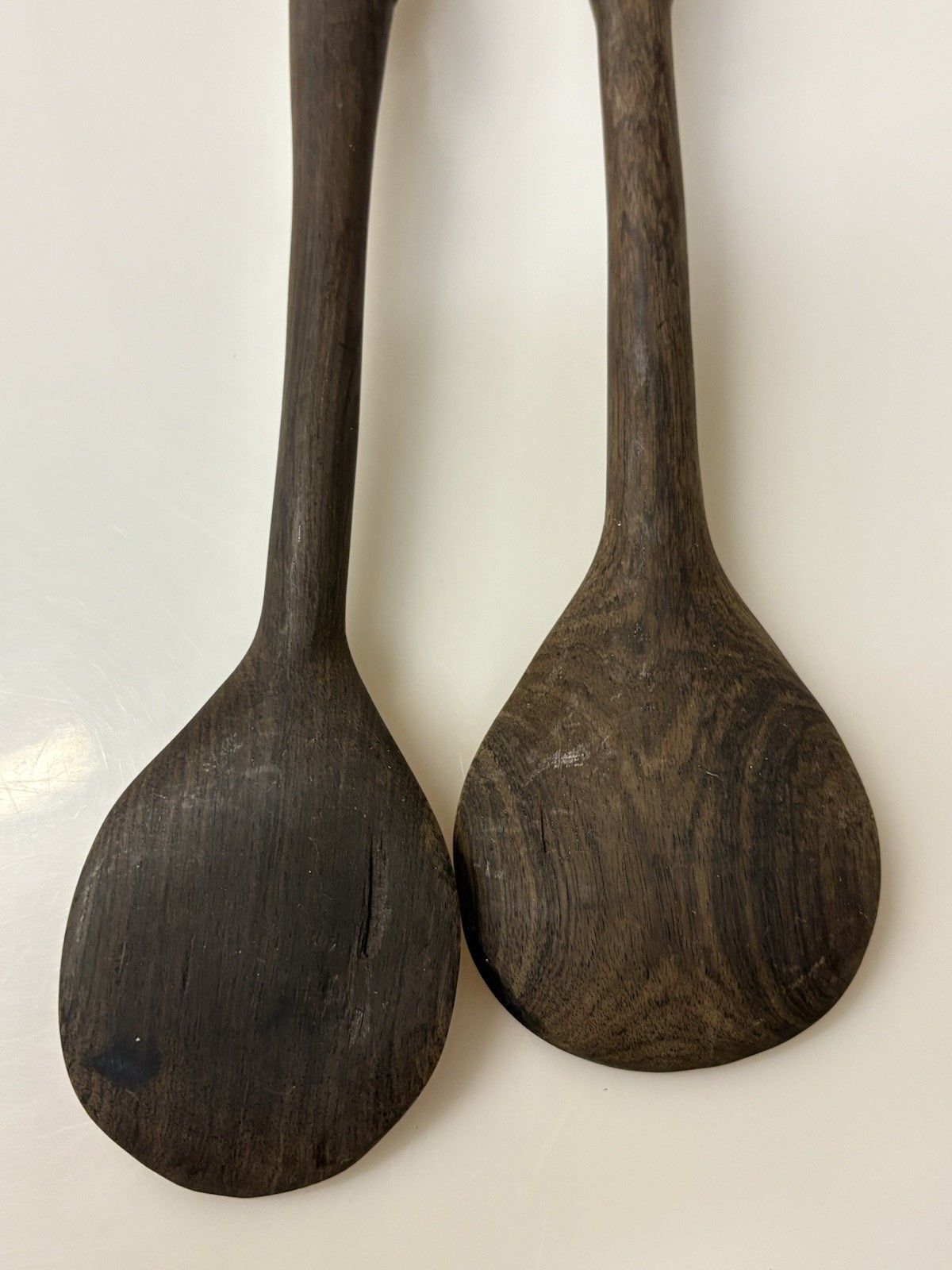 Lot of 2 Vintage African Long Wooden Tribal Spoon Set 14”