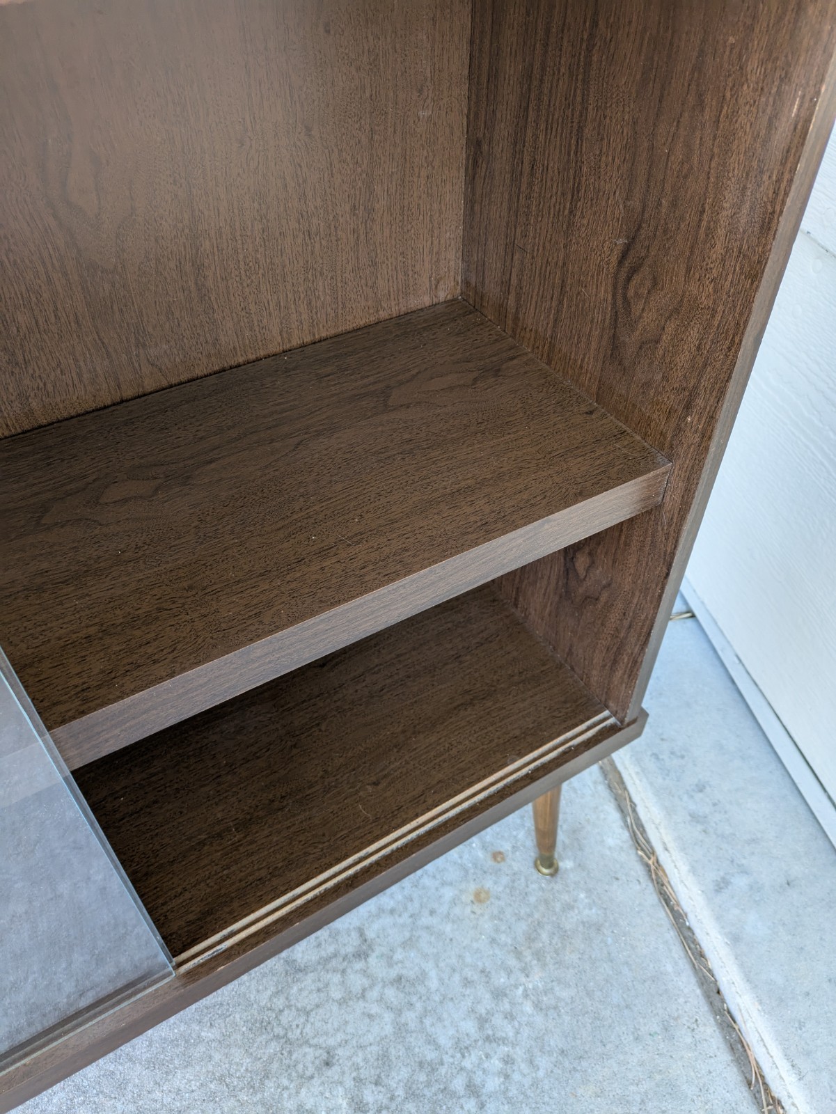 Vintage Mid Century Modern Bookcase Shelf Display Cabinet Sliding Glass Door E26