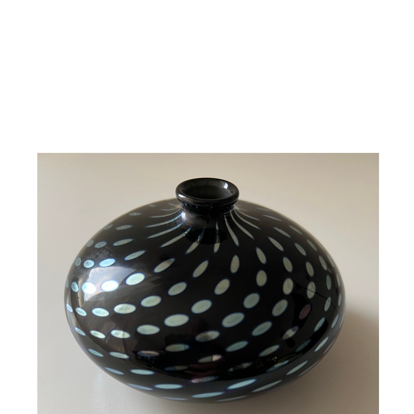 CORREIA Studio Art Glass Vase | Iridescent Blue | Signed Excellent Rare Unique