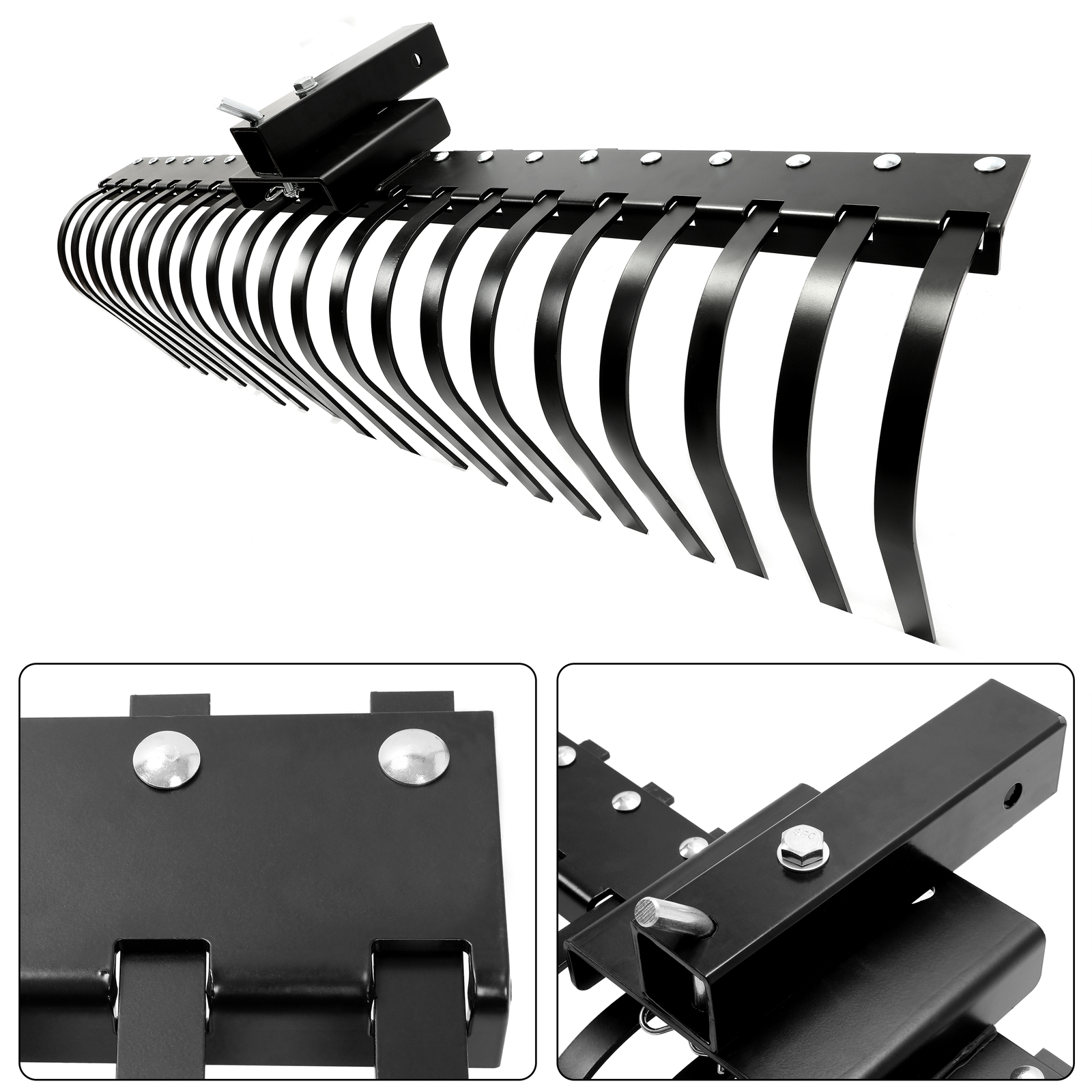 3 Point Landscape Rake 5' For ATV UTV SXS Compact Tractors 2" Hitch Receiver