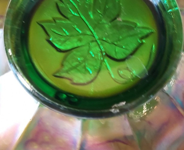 Fenton Grape and Leaves Green Iridescent Carnival Glass Bowl 1911-1918