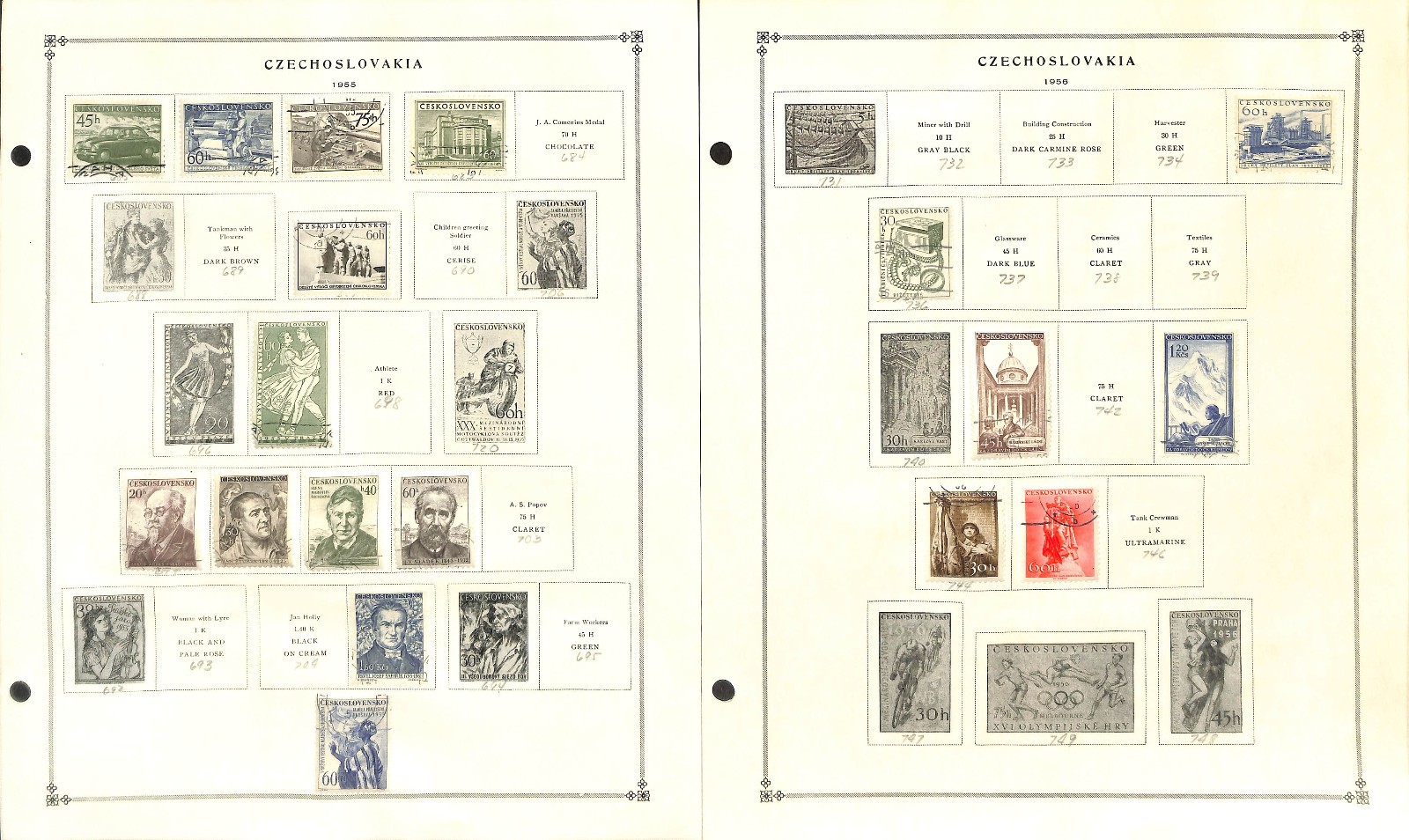 Czechoslovakia Stamp Collection on 40 Scott International Pages, 1918-1968 (BG)