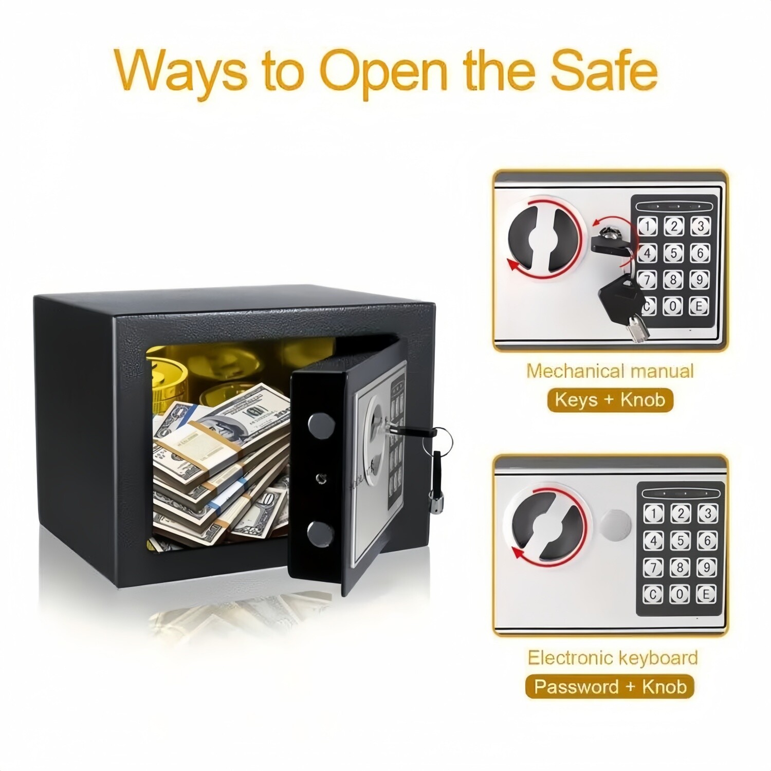 Digital Electronic Safe Box Keypad Lock Security Home Office Cash Jewelry Gun US