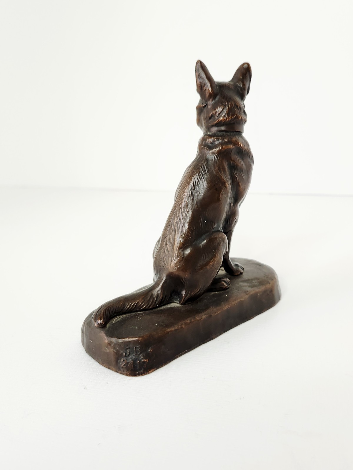Antique Jennings Brothers Bronze Metal German Shepard Figurine JB 2417