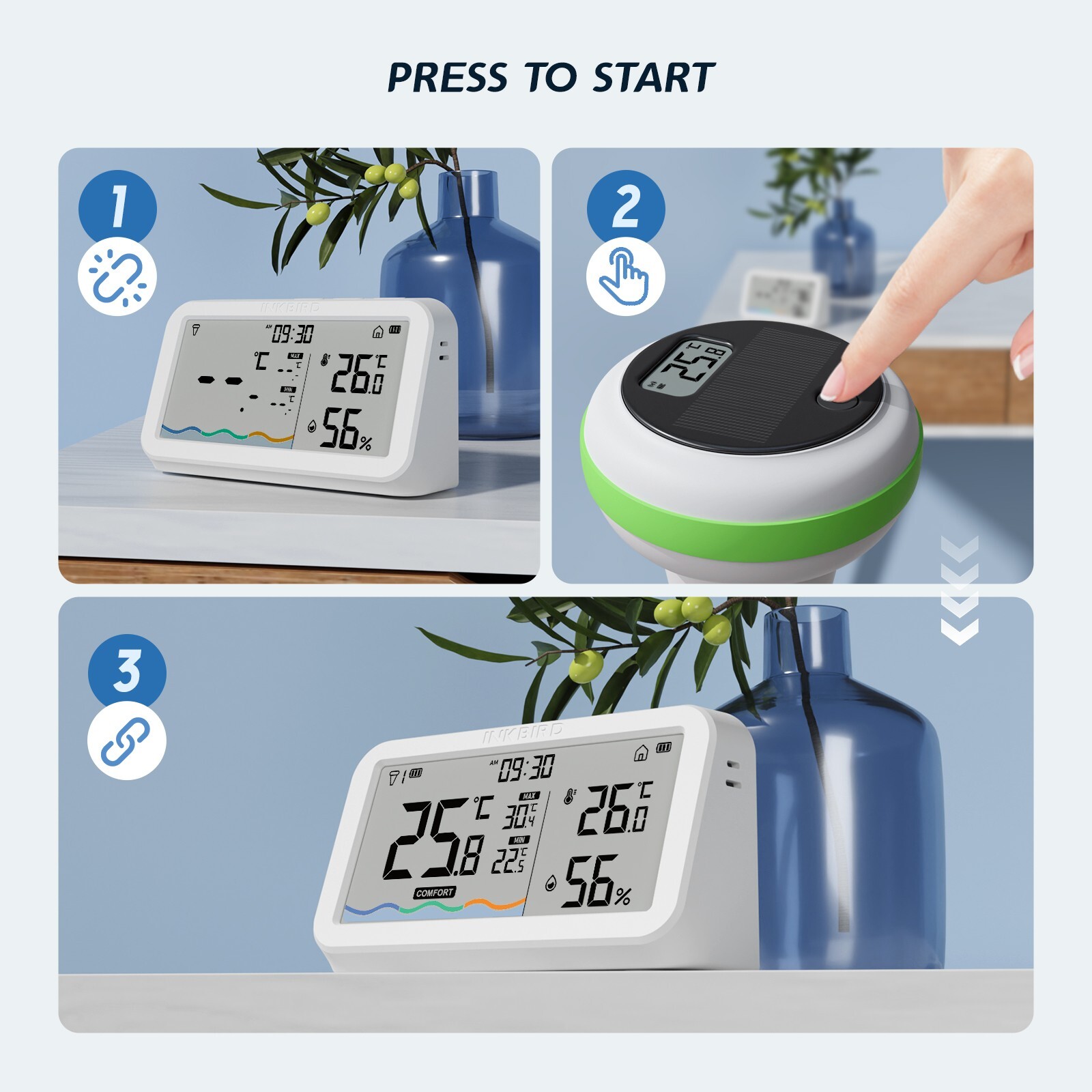 Solar Spa Floating Pool Thermometer Wireless Inkbird IBS-P03R IP68 Waterproof CF