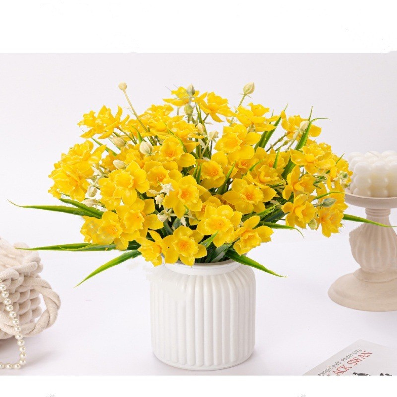 5x Artificial Narcissus Daffodil Fake Flower Plant Home Garden Wedding Decor