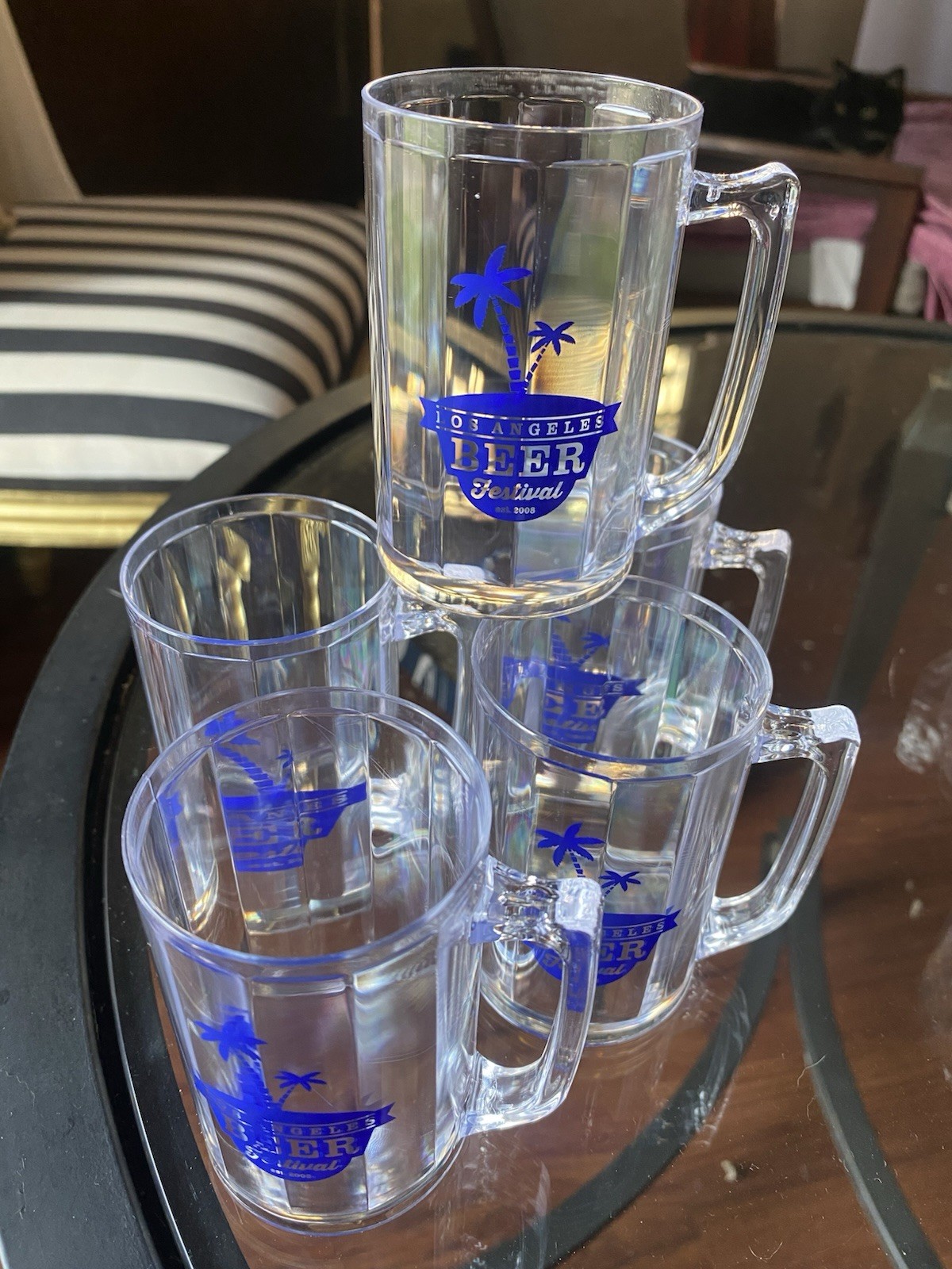 5 Los Angeles Beer Festival Plastic Sample Beer Mugs Mini 3.5" taster NEW 5 oz
