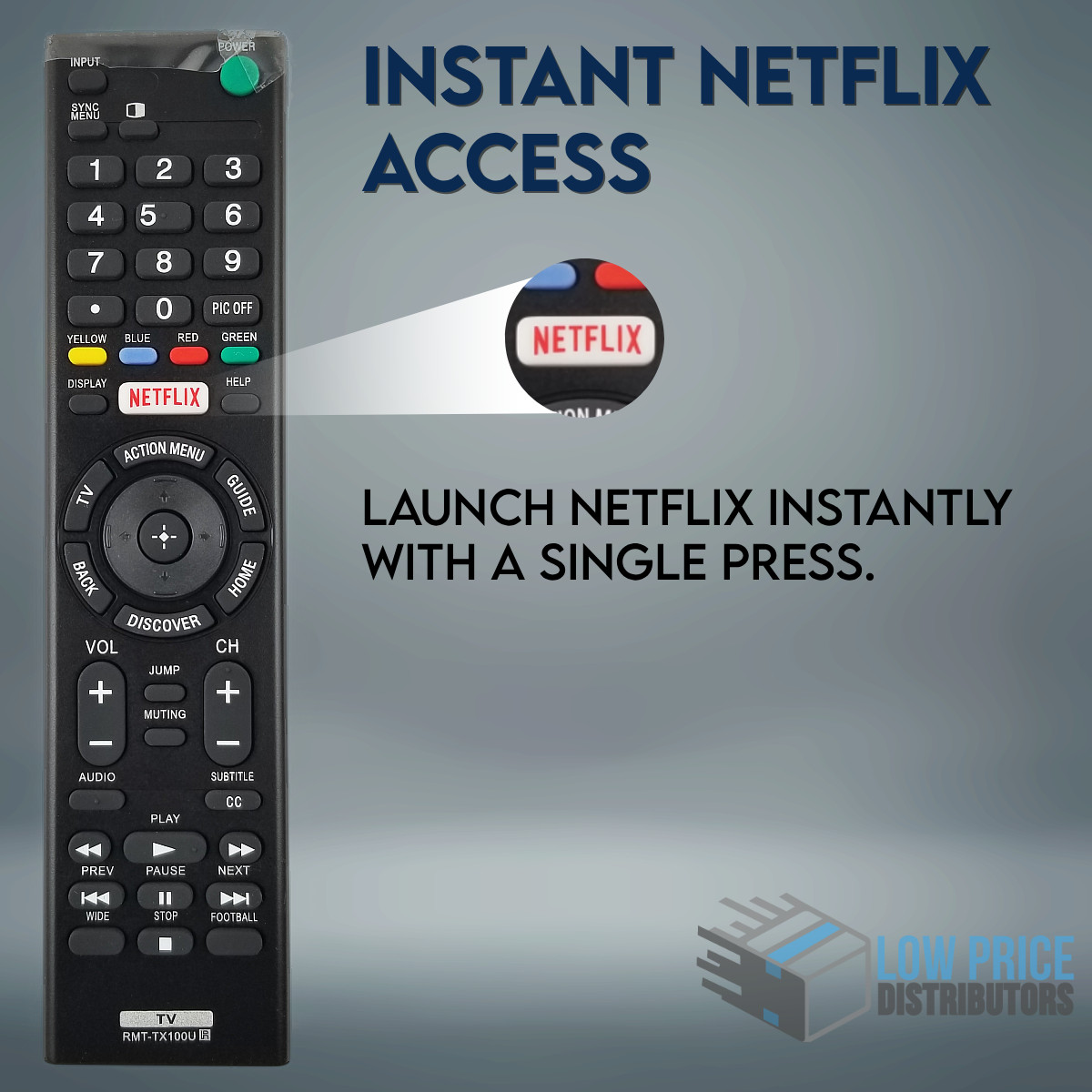 Sony RMT-TX100U TV Remote Control Replacement Work for ALL Sony Smart TVs