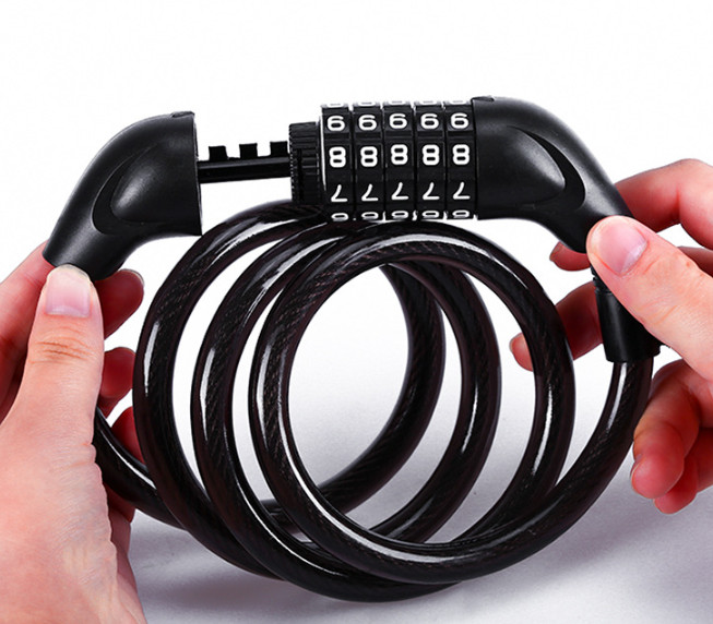 5-Digit Combination Password Bike Lock Cable Bicycle Chain Lock 4Feet Anti Theft