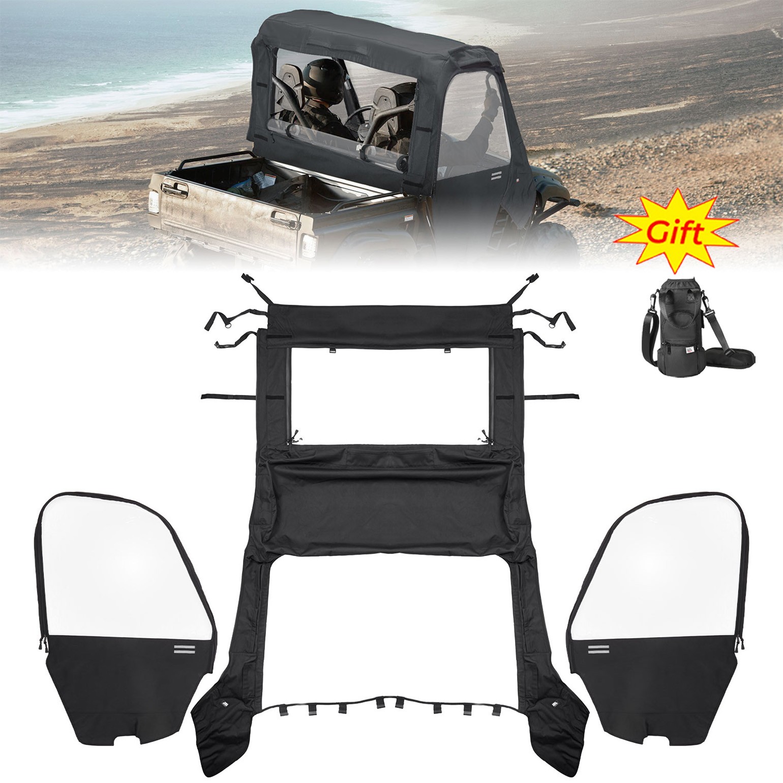 UTV Cab Enclosure Upper Door w/ Half Doors for Yamaha Rhino450 660 700 2004-2013