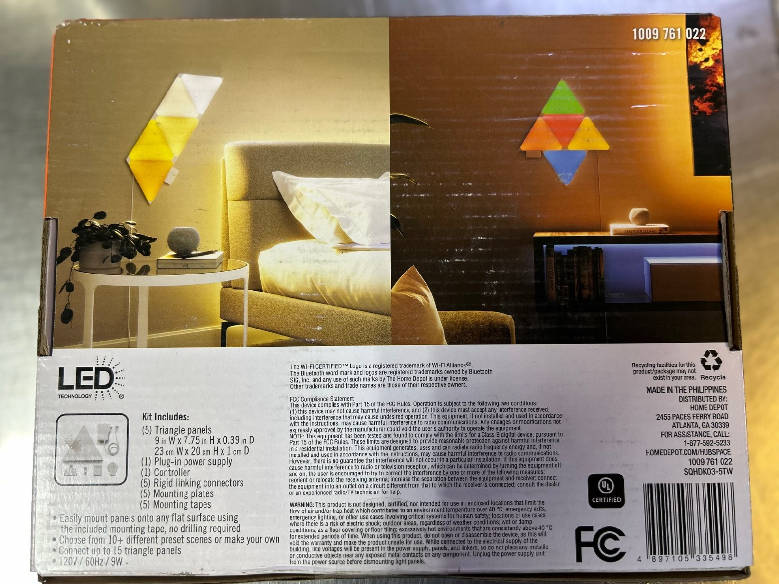 Hampton Bay Smart Geometric LED Panels 5 Triangles Full Color Spectrum Dimmable