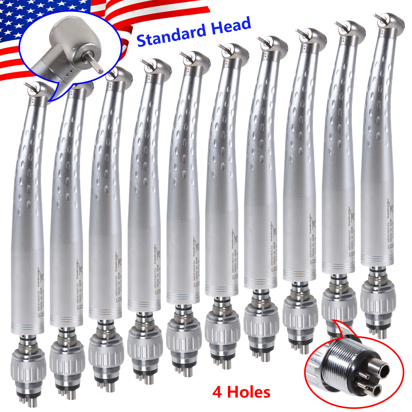 10 Pcs Dental High Speed Handpiece Standard Head Push w/ 4 Hole Coupler fit Kavo