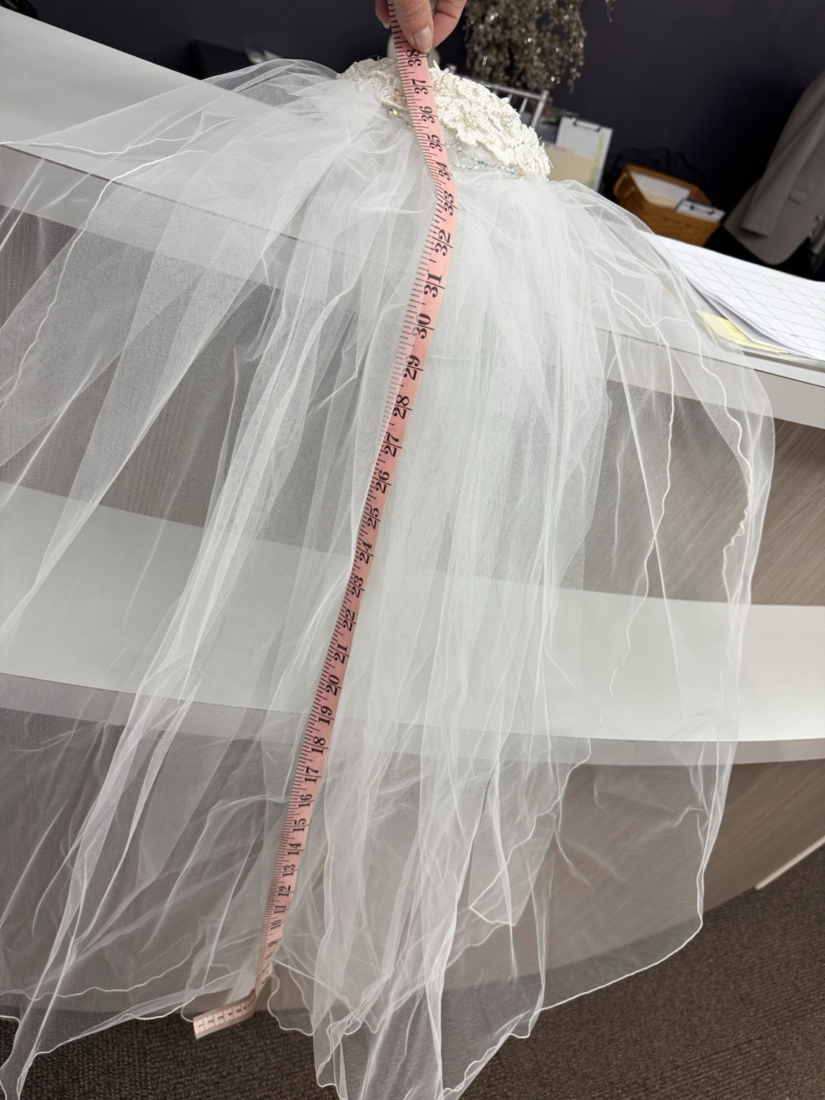 Vintage Bridal Veil And Lace Cap With Beading 1970’s