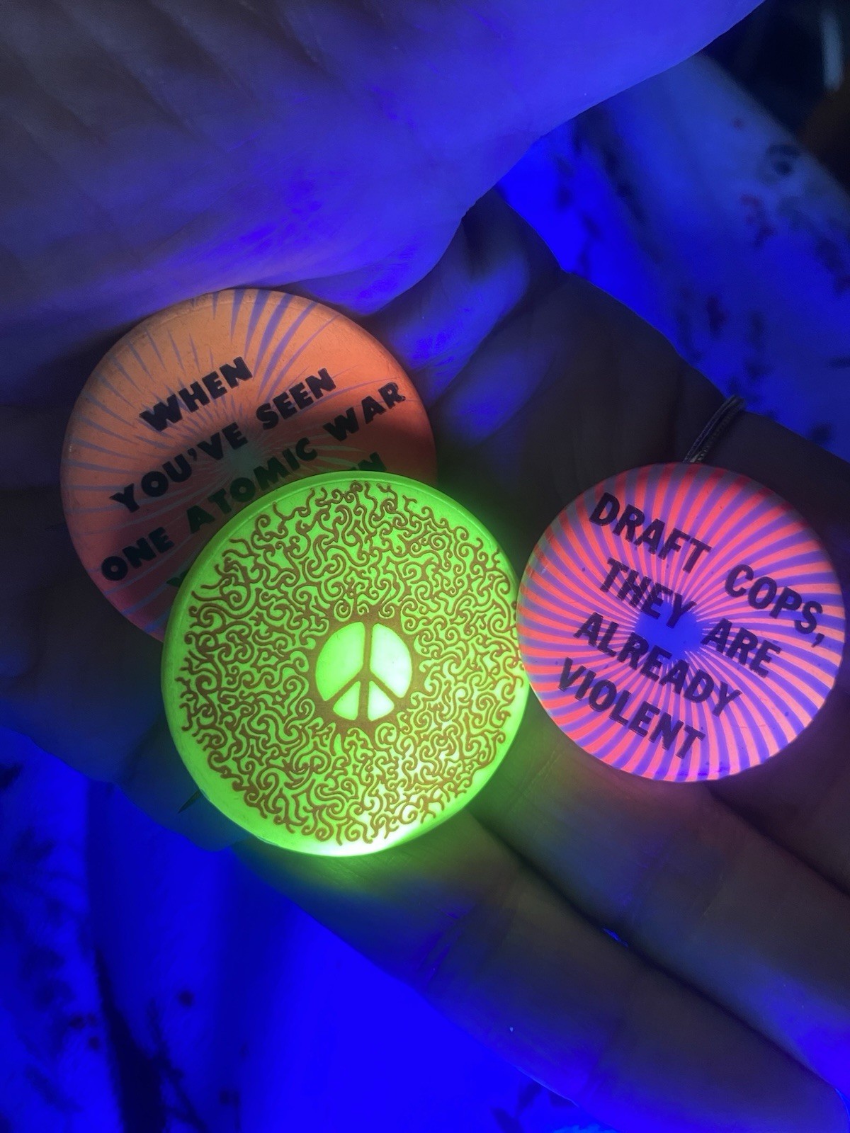 N.O.S. 60's ANTI-WAR, VIETNAM PEACE PROTEST, 8 Pinback Button Collection