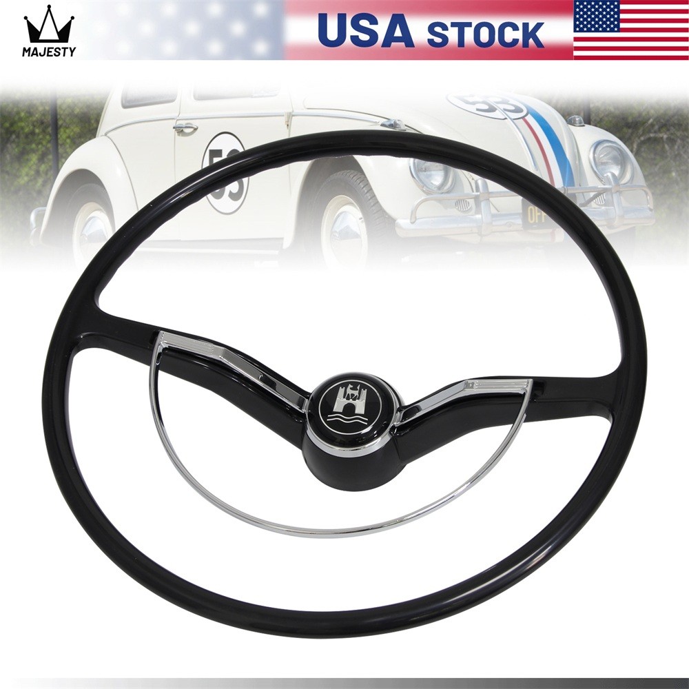 Black Steering Wheel with Horn Button Ring For 1962-1971 Volkswagen Models