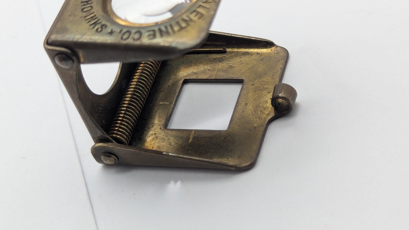 VINTAGE Germany Sinclair & Valentine Co Brass Folding Magnifying Glass Loupe