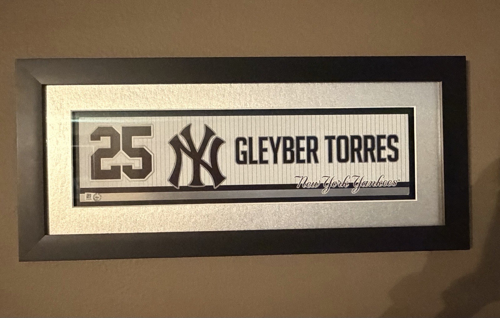NYY Yankees 25 Gleyber Torres 2019 Locker Room Nameplate Red Sox @ Yankees MLB