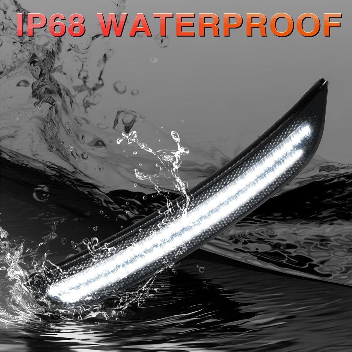 For 2015-2023 Dodge Charger White Front Rear LED Side Marker Light Smoked Lens