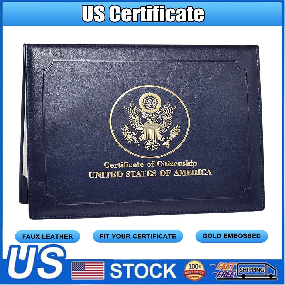 US Citizenship Certificate Holder Naturalization Padded Leatherette Cover