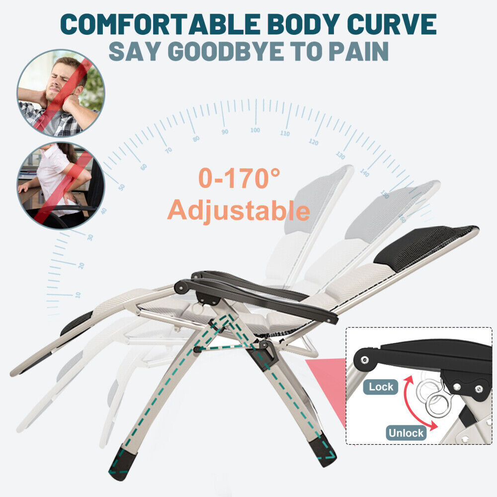 Slsy Zero Gravity Chair Folding Adjustable Reclining Patio Lounge Chair Mattress