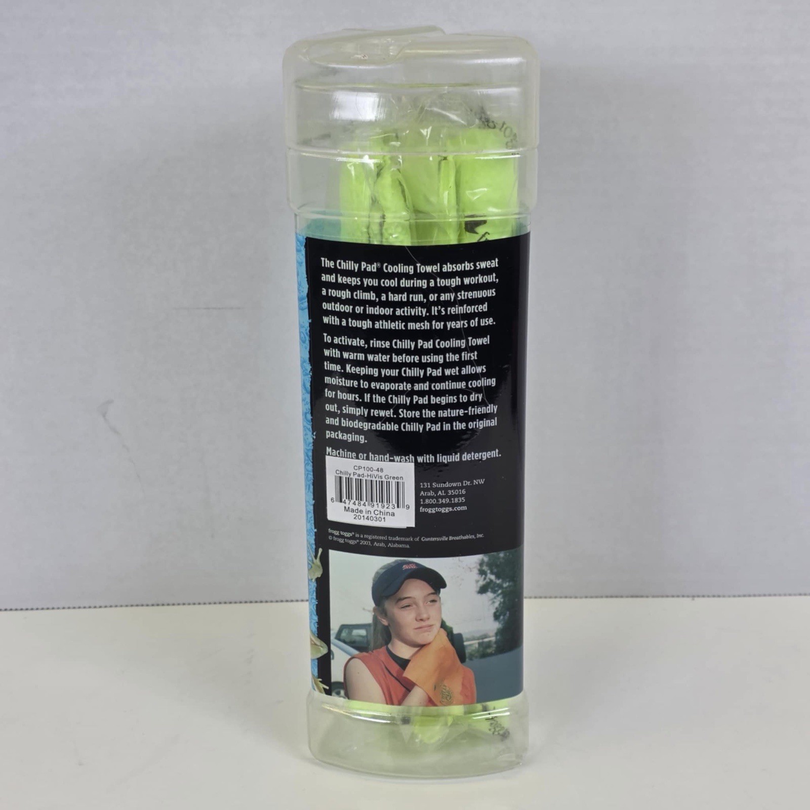 FROGG TOGGS The Original Cooling Chilly Pad Towel Neon Green 33"X 13" NEW SEALED