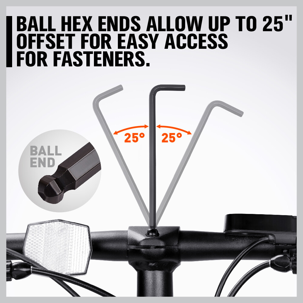 HORUSDY 48PC Ratcheting Wrench Set Ball End Hex Key SAE & Metric Gear With Pouch