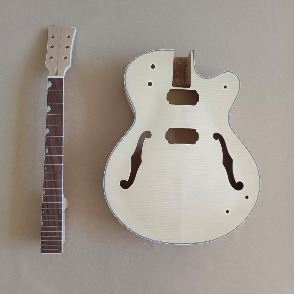 DIY Flame Maple Top Electric Guitar Kit Rosewood FB Mahogany BD Tremolo Semi