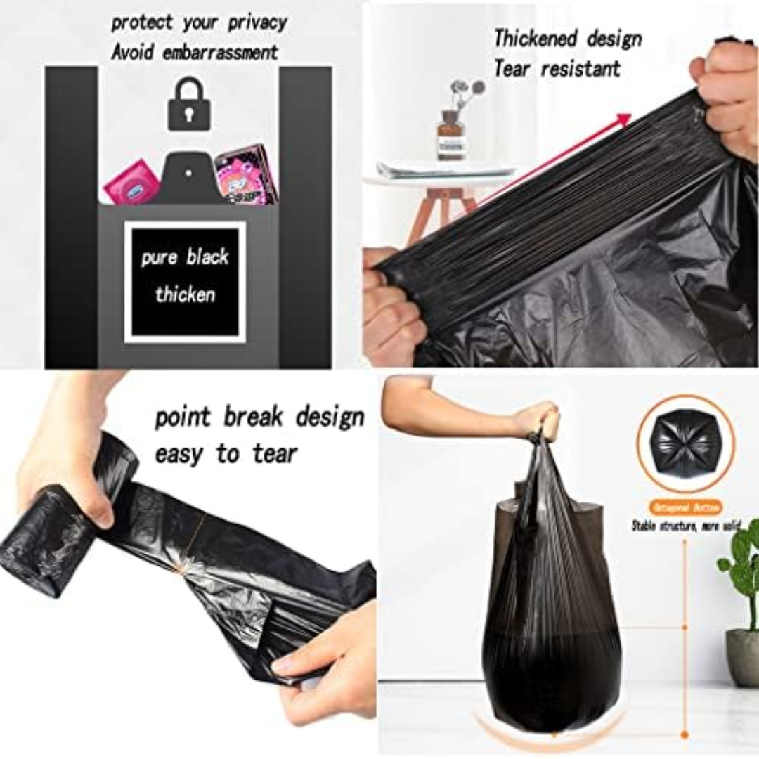 100 PCS 4 Gallon Trash Bags Kitchen Trash Bags Small Garbage Rubbish Bags 5 Roll