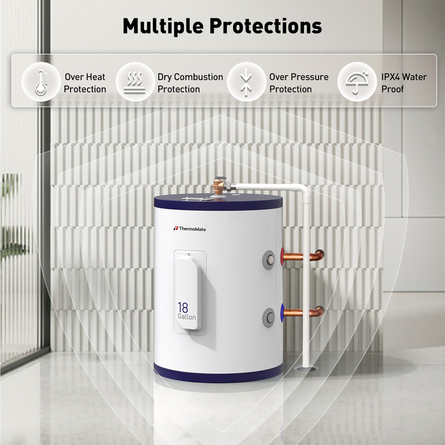 18 Gallon Electric Tank Water Heater Point of Use Residential for Washing Shower