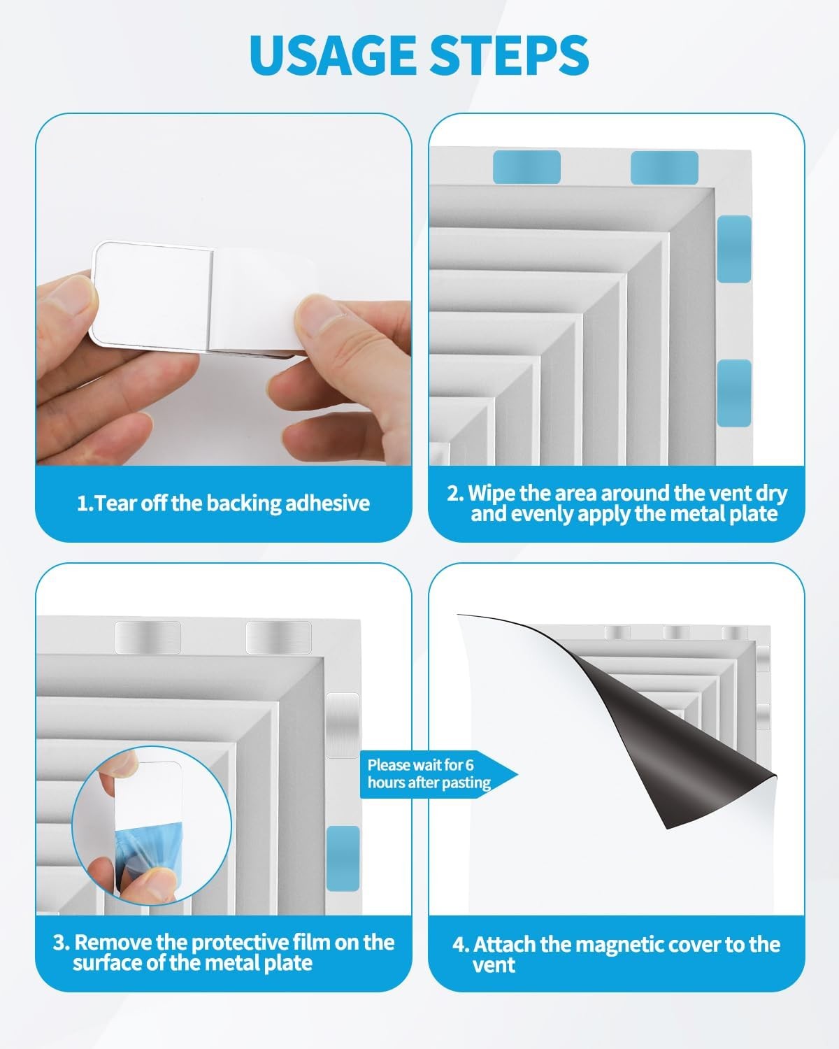 24 Pack Adhesive Metal Plates for Magnetic Mount, 2.3x1.1in Metal Strips for Mag